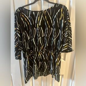 Donna Karan Black and White Tunic with Dolman Sleeves